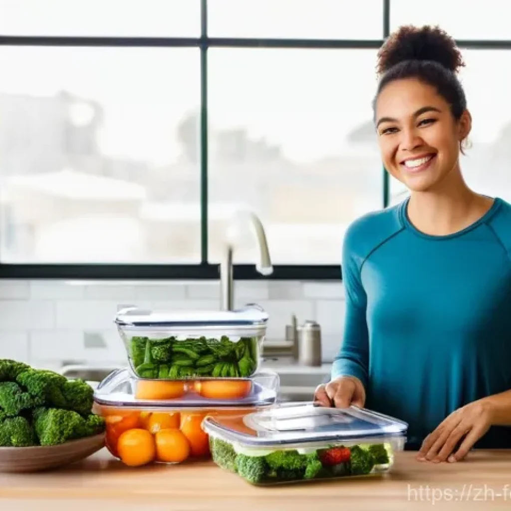 다이어트 식단 구성법 - **Prompt:** A vibrant and organized healthy meal prep scene in a bright, modern kitchen. A smiling w...