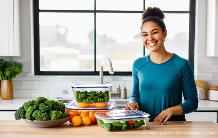 다이어트 식단 구성법 - **Prompt:** A vibrant and organized healthy meal prep scene in a bright, modern kitchen. A smiling w...