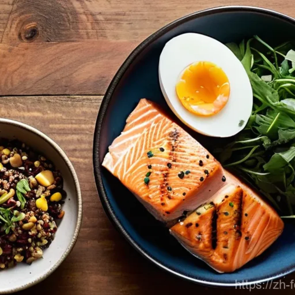 식물성 단백질과 동물성 단백질 비교 - **A balanced and vibrant display of diverse protein sources.**
    "A visually striking split image ...