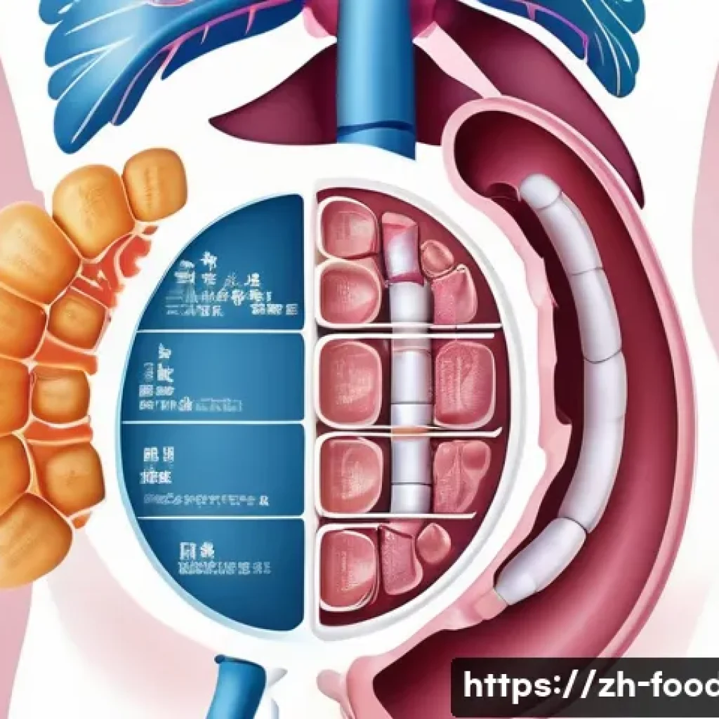 유당불내증과 대체식품 - A detailed, realistic illustration of a healthy digestive system focusing on the small intestine whe...