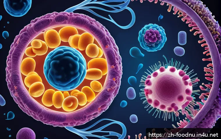 프로바이오틱스와 장 건강 - A detailed and vibrant scientific illustration of the human gut microbiome ecosystem, showcasing a d...